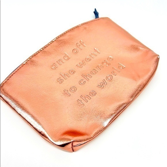Rose Gold Makeup Bag “And Off She Went To Change The World”